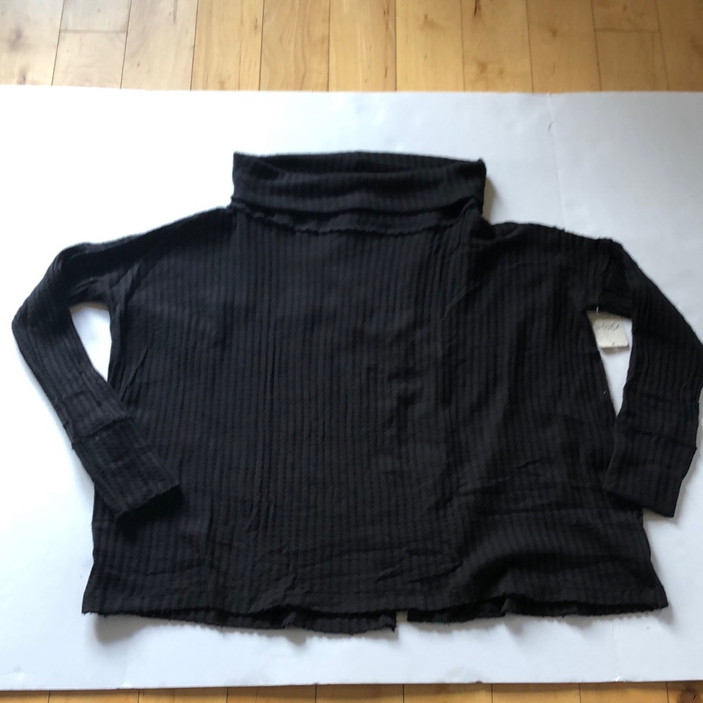 NWT Free People Juicy Long Sleeve Thermal Knit Shirt In Black Size Small - Picture 6 of 15